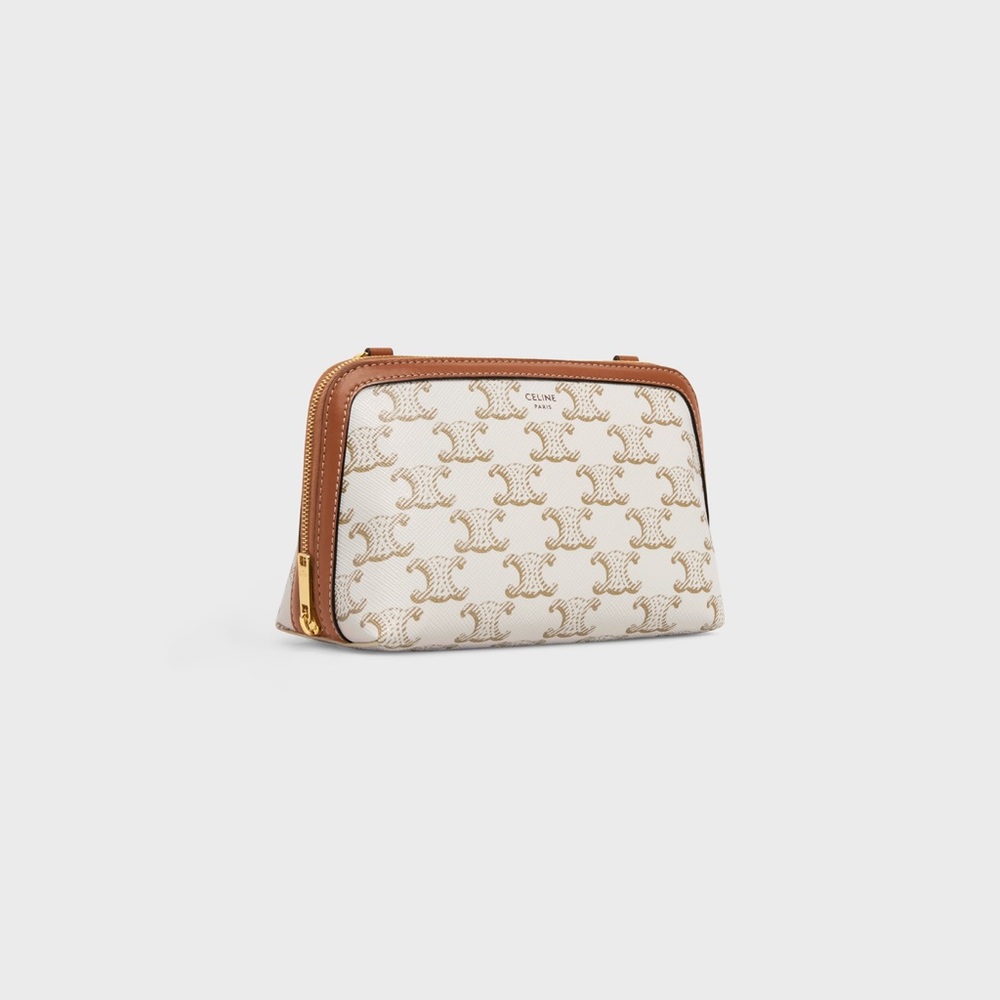 COPY - Clutch with chain in triomph canvas and lambskin white/brown - Picture 3 of 10